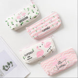 Fresh Pink Flamingo Canvas Pencil Case Storage Organizer Pen Bags Pouch Pencil Bag School Supply Stationery