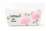 Fresh Pink Flamingo Canvas Pencil Case Storage Organizer Pen Bags Pouch Pencil Bag School Supply Stationery