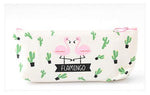 Fresh Pink Flamingo Canvas Pencil Case Storage Organizer Pen Bags Pouch Pencil Bag School Supply Stationery