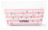 Fresh Pink Flamingo Canvas Pencil Case Storage Organizer Pen Bags Pouch Pencil Bag School Supply Stationery