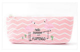 Fresh Pink Flamingo Canvas Pencil Case Storage Organizer Pen Bags Pouch Pencil Bag School Supply Stationery