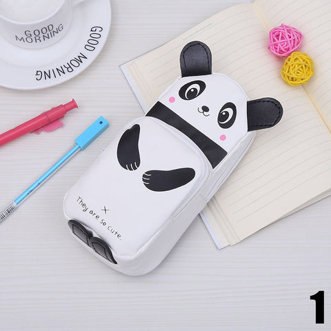 Cartoon PU Leather School Bag Pen Case Pencil Case Children Pen Bag For Students (size: App  21*8*6cm )