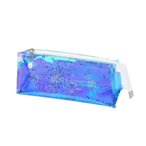 Laser Pencil Bag Case Pen Storage Transparent Zip Pouch Waterproof Pen Bag